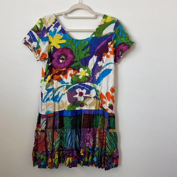 Jams World Hattie Dress Tiered Ruffle Hem Floral Tropical Size: S - Picture 5 of 5